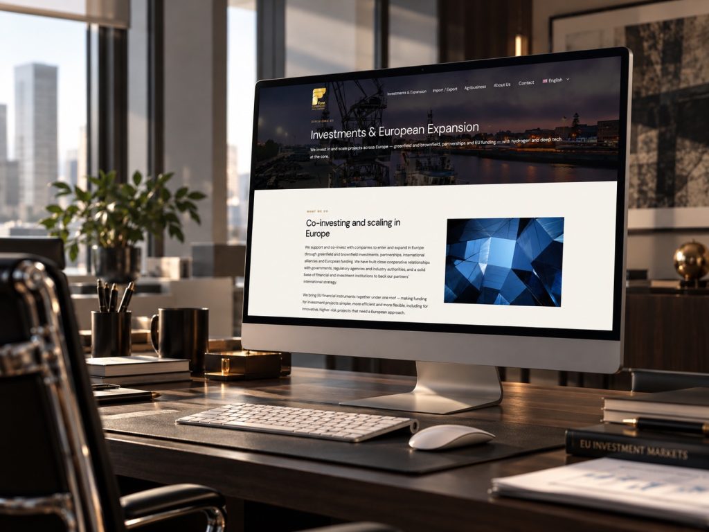 Diseño web de Font Corporation en pantalla de escritorio