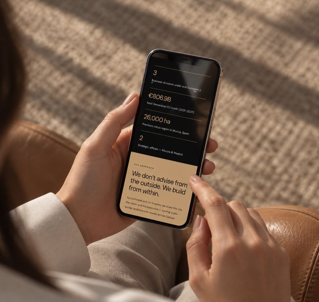 Diseño web responsive de Font Corporation en móvil
